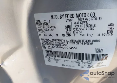 2013 Ford F-150 Xl from USA, damaged, VIN 1FTEX1CM9DFC64360